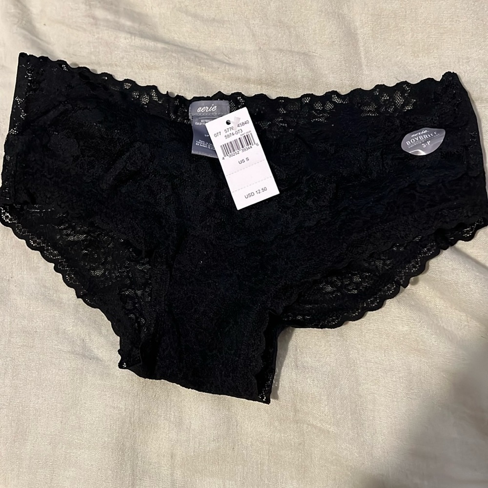 Aerie Black lace boybrief underwear size S NWT